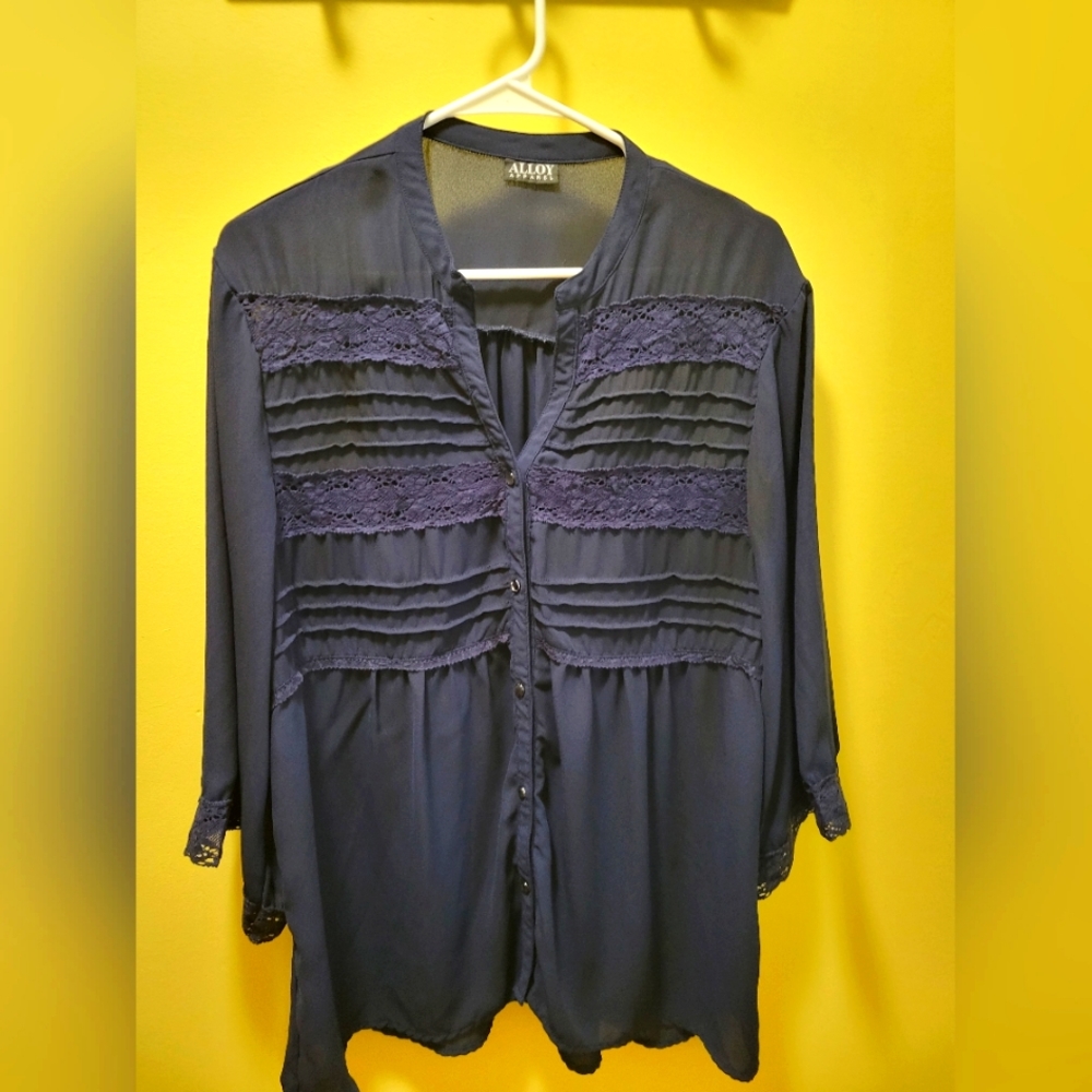 💵3/$20 Bundle 3 Specially Marked IteAlloy Apparel Juniors XL Tunic Top In Navy
